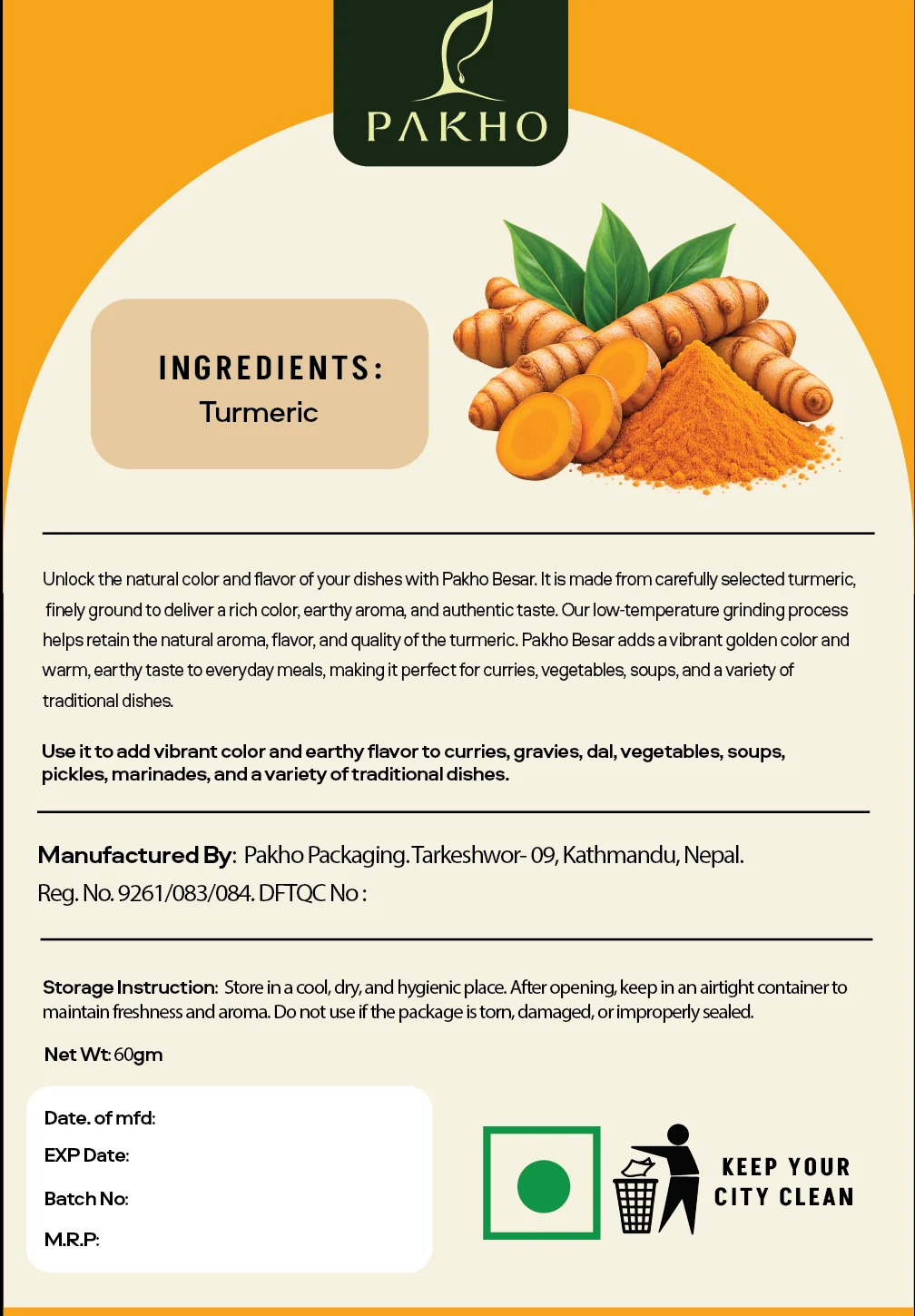 Back of the PAKHO Besar Powder pack with ingredients and storage instructions